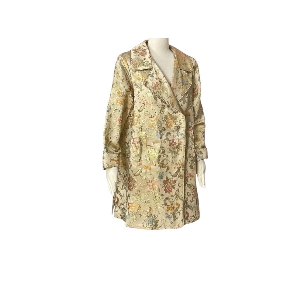Vintage 90s Floral Metallic Cheongsam Coat - Made in USA - Picture 5 of 10